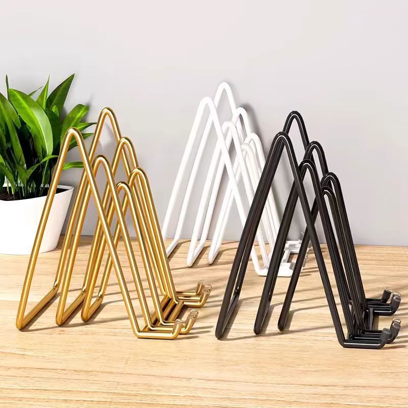 Photo Frame Stand - Set of 4 - Medal and Certificate Stand - Creative Standing Glass Photo Stand - Black