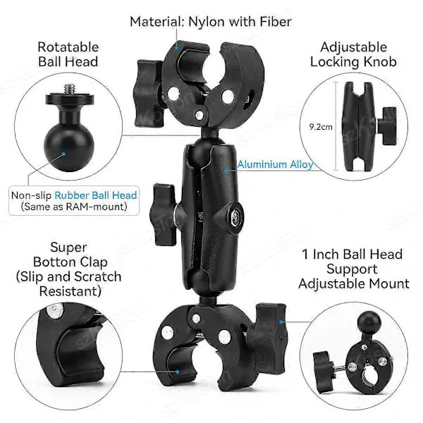 Motorcycle Bicycle Double Clamp Mount For Insta360 One X2 X3 X4 GoPro 12 11 10 SJCAM Selfie Stick Monopod Mount Handlebar Stand Type E