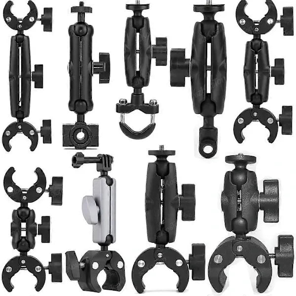 Motorcycle Bicycle Double Clamp Mount For Insta360 One X2 X3 X4 GoPro 12 11 10 SJCAM Selfie Stick Monopod Mount Handlebar Stand Type E