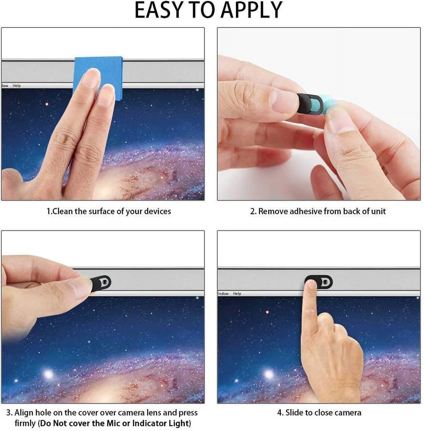 3 Pack Webcam Cover Slider for Privacy, 0.027in Ultra Thin Design Web Camera Cover Slide for Laptop, Desktop, PC, Tablet, Smartphone and More - (Black)