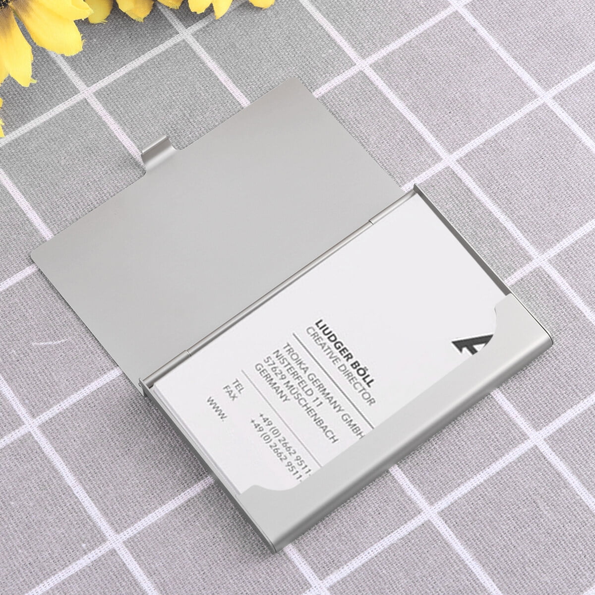 Aluminum Alloy Business Card Case 2Pcs 3.6x2.3x0.3In 9.20X5.80X0.70CM Assorted Color