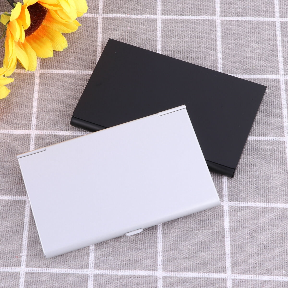 Aluminum Alloy Business Card Case 2Pcs 3.6x2.3x0.3In 9.20X5.80X0.70CM Assorted Color