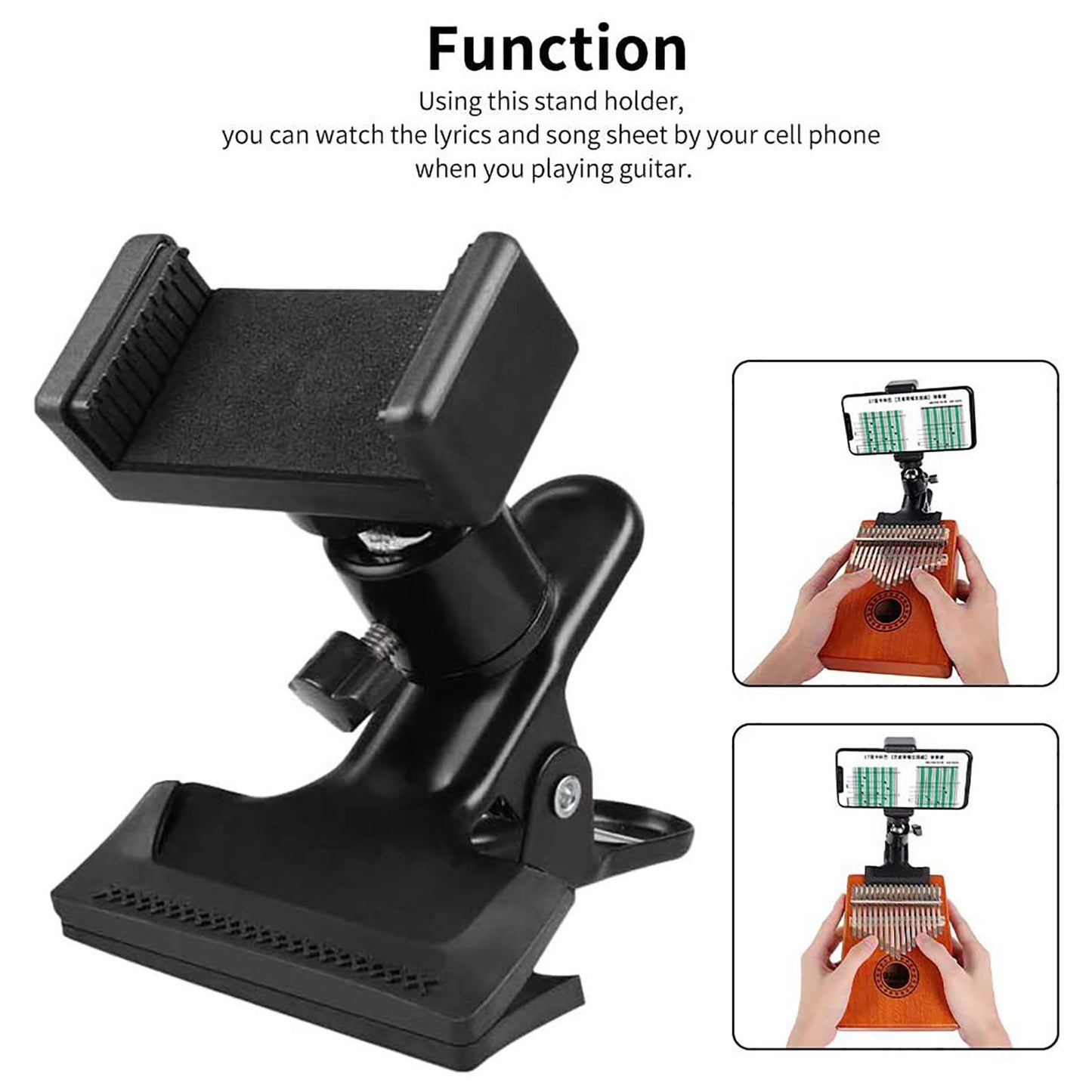 Guitar Head Clip Mobile Phone Holder 360 Degree Rotating Guitar Phone Shelf,for 2.16in-2.95in Phones Universal for Most Brands and Models