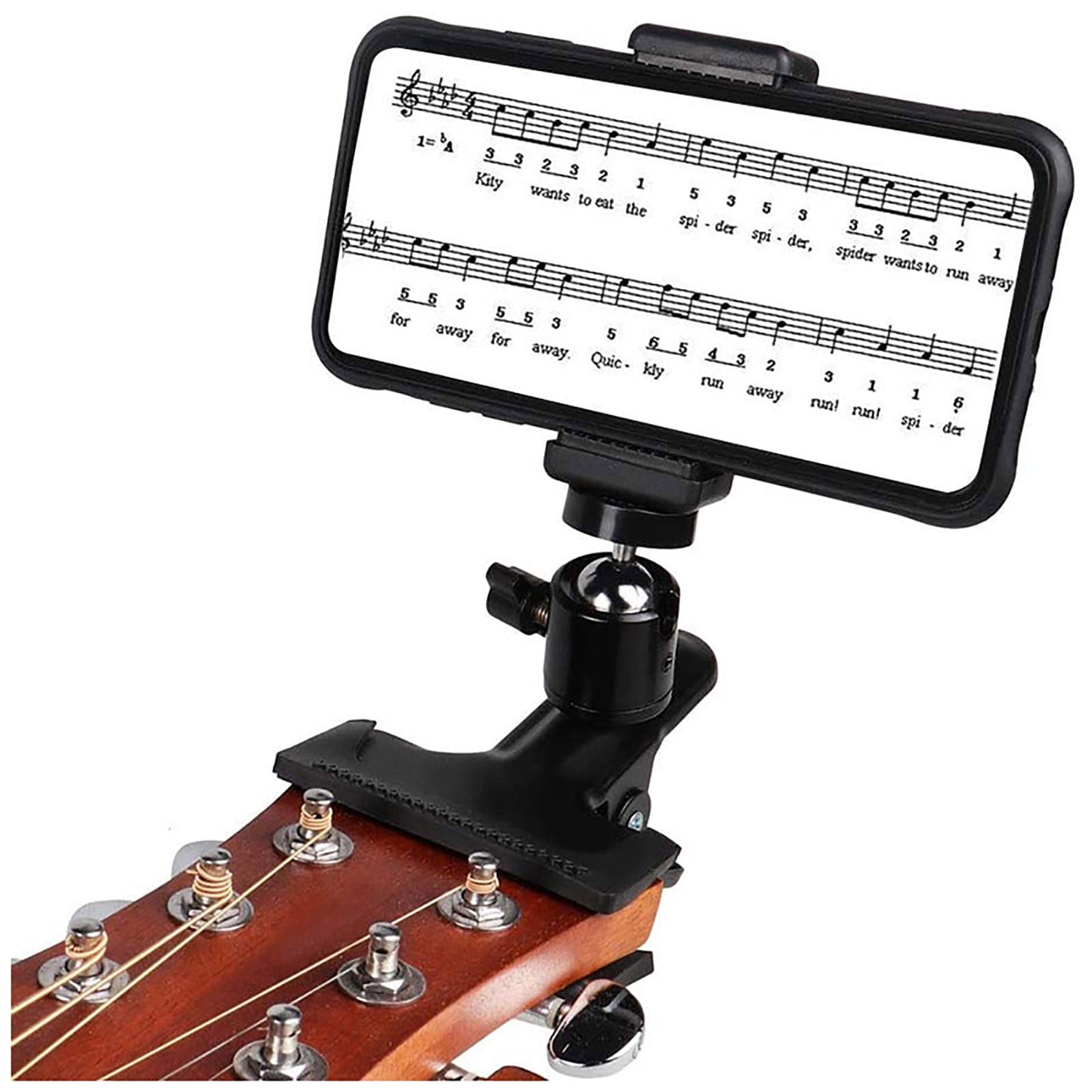 Guitar Head Clip Mobile Phone Holder 360 Degree Rotating Guitar Phone Shelf,for 2.16in-2.95in Phones Universal for Most Brands and Models