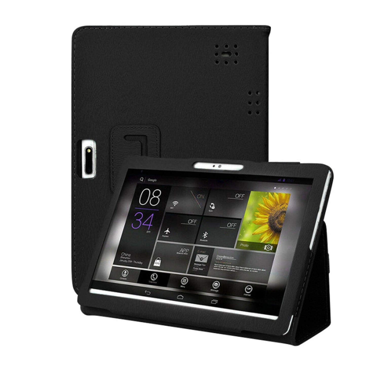 Universal Leather Tablet Case for 10-Inch & 10.1-Inch Android Tablets – Stylish Flip Cover Stand, Shockproof, Anti-Dirt & Anti-Fingerprint Protection, Fit for Most 10” Tablets blue
