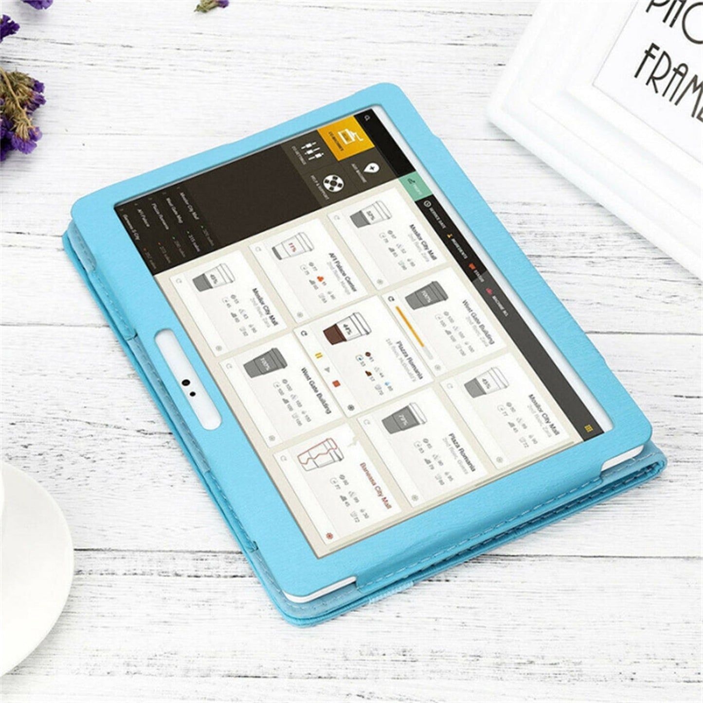 Universal Leather Tablet Case for 10-Inch & 10.1-Inch Android Tablets – Stylish Flip Cover Stand, Shockproof, Anti-Dirt & Anti-Fingerprint Protection, Fit for Most 10” Tablets gold