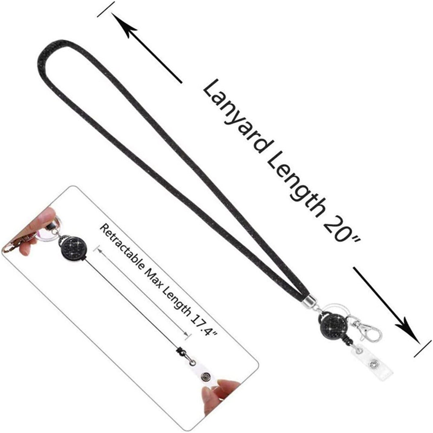 Retractable ID Badge Holder with Bling Neck Strap Lanyard, Heavy Duty Bling Badge Reel with Clear Card Holder for Office Worker Teacher Doctor (Sky Blue/1 Pcs) 3.54x2.64 3.54" x 2.64" Hot Pink