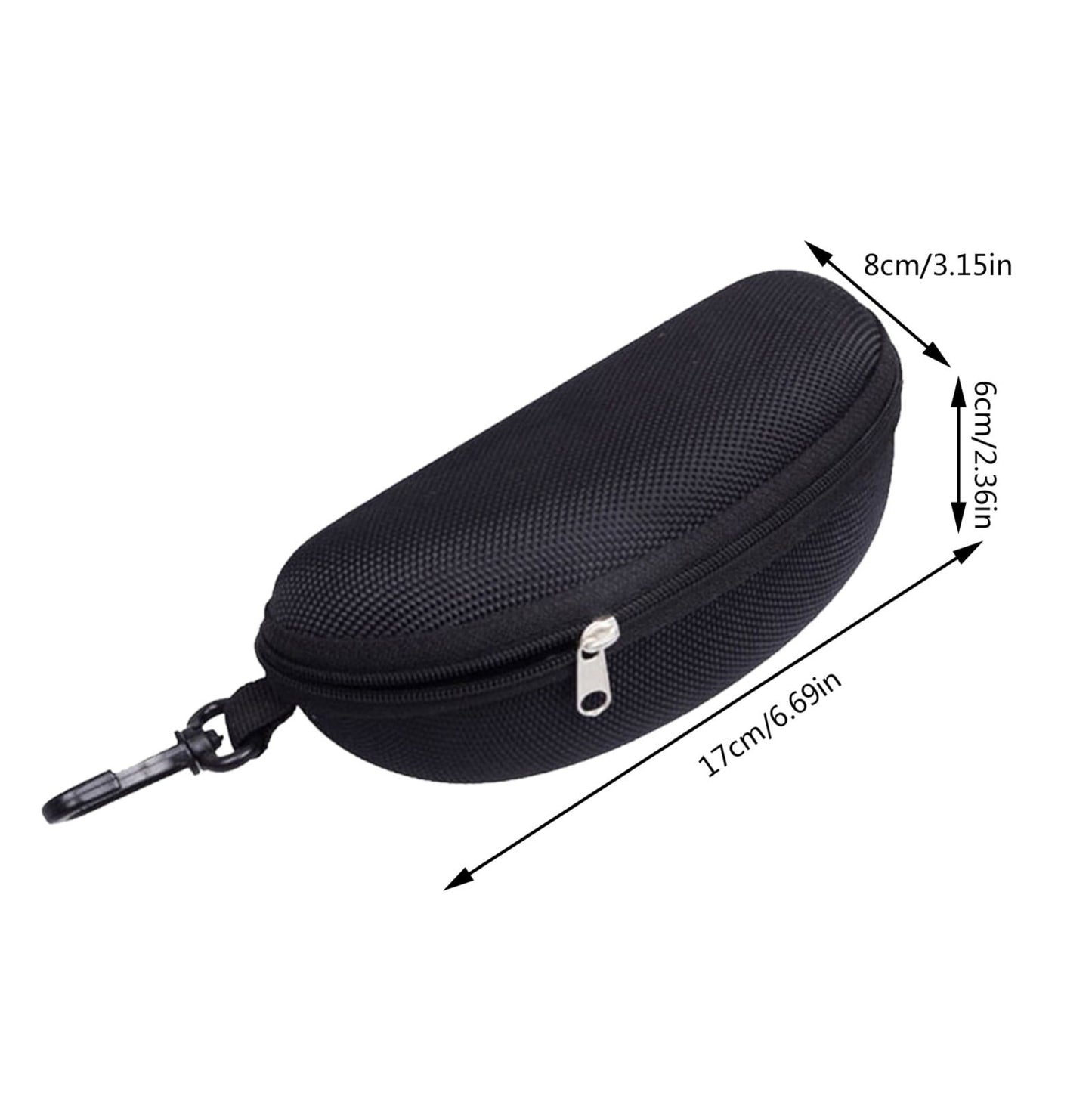 1 Pack Sunglasses Case,Glasses Case with Carabiner Travel Zipper,Hard EVA Shell Shockproof Sport Glasses Case,Portable Zipper Protect Case with Clip,Fit for All Glasses, Safety Goggles(Hot Pink) Black