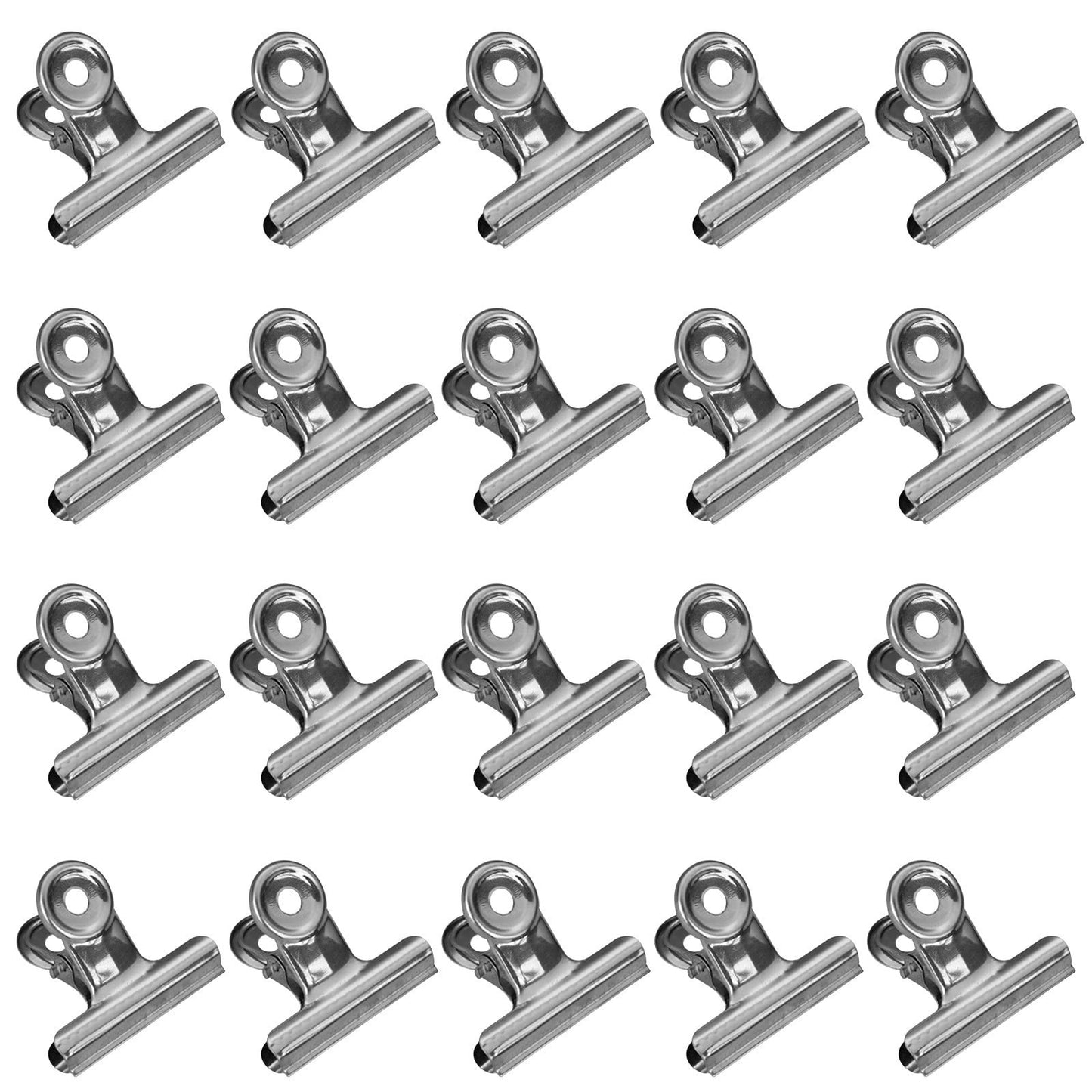 20 Pack Metal Clips for Corkboard, Heavy Duty Bulldog Clips for Hanging Pictures, Small Hinge Clips for Photos Crafts, Mini Binder Clips Paper File Clamps for Office, 1.96 Inches 1.96" Silver/20 Pcs