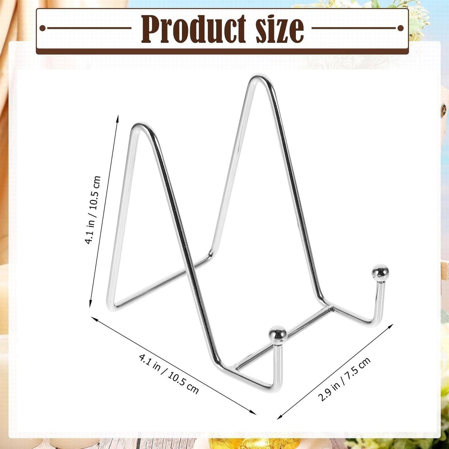 Plate Holder Easel Display Stand, Metal Plate Stands for Display, Tabletop Picture Stand, Silver Iron Easels for Display Pictures, Photo Frames, Book, Decorative Plates, Plaque, 1 Pcs, 2.9x4.1x4.1 2.9" x 4.1" x 4.1" Silver