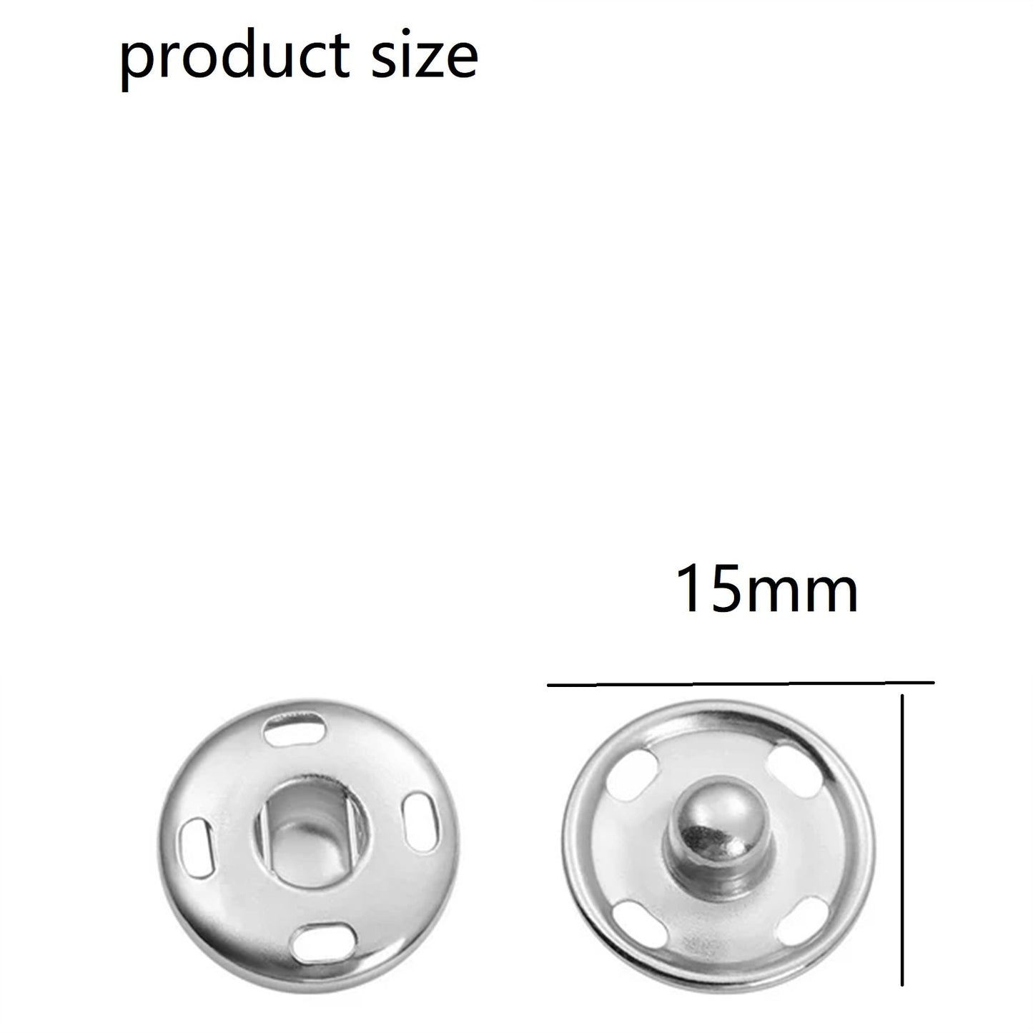 Snap Buttons for Clothes, Heavy Duty Metal Snaps for Fabric, 15mm Metal Sewing Snaps, Press Studs for Sewing Clothes Jeans Handbag DIY Craft Projects (Silver/10 Sets) 0.59 Inches 0.59" Silver*20 Set