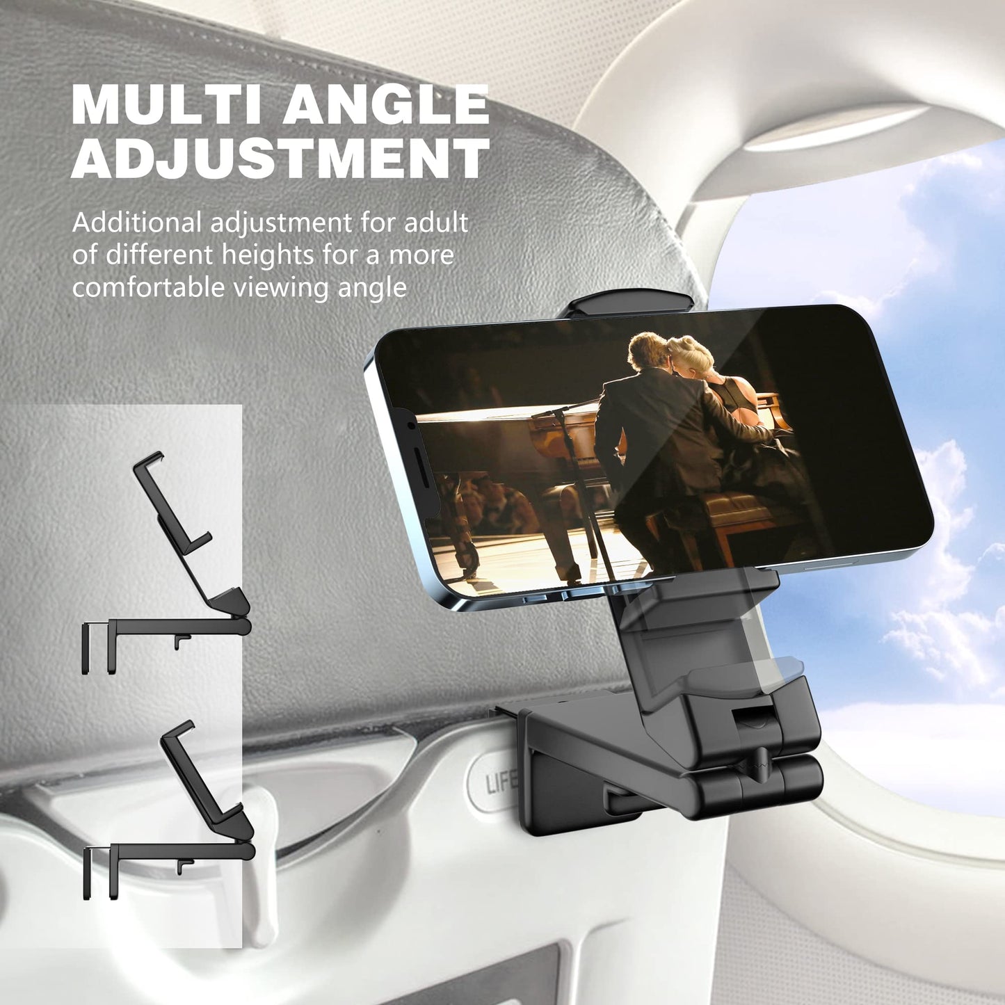 Airplane Phone Holder - Phone Stand Desk - Table - Cell Phone Holder - Stand - 360 Degree Rotatable - Travel - Suitable for Tabletops and Trays - Pink