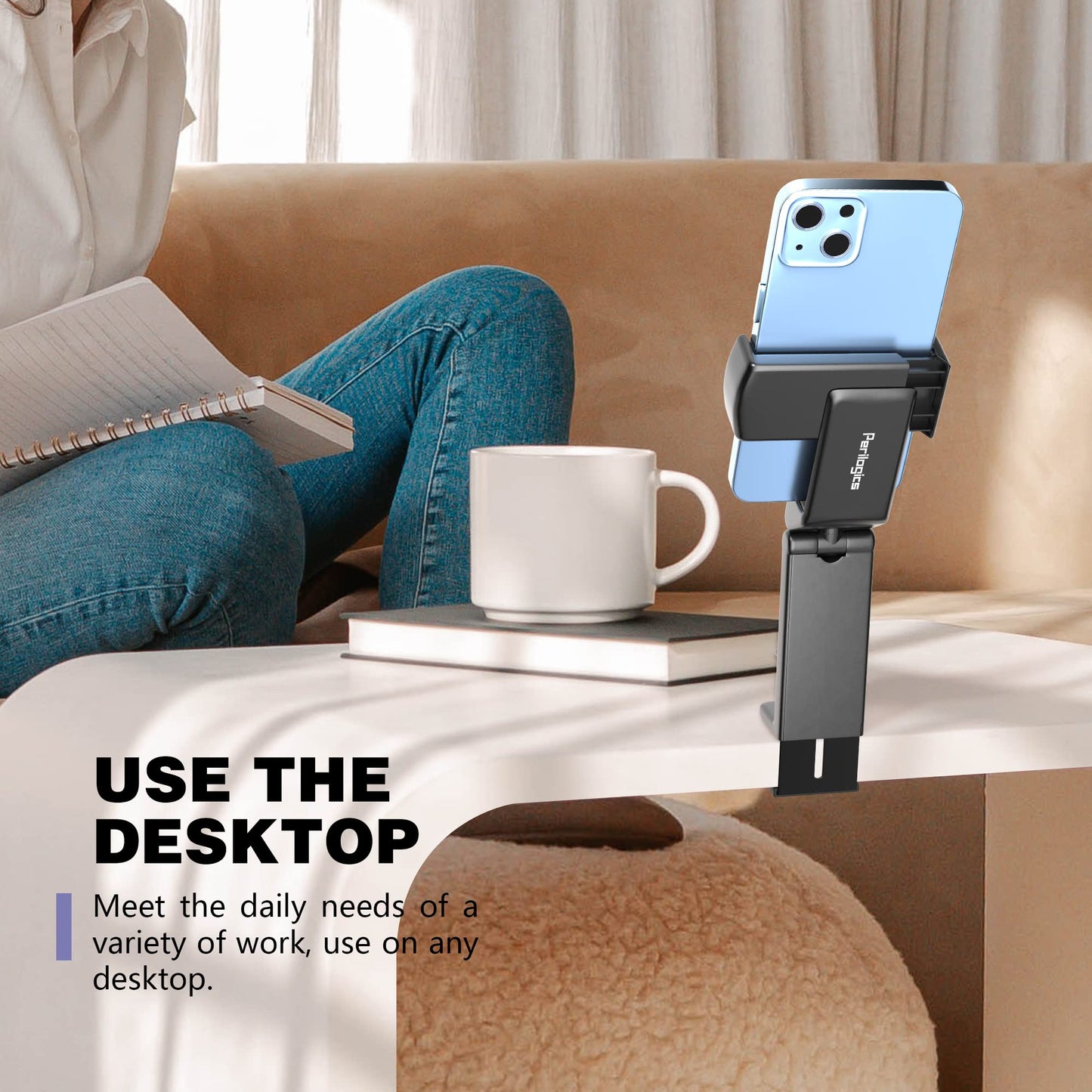 Airplane Phone Holder - Phone Stand Desk - Table - Cell Phone Holder - Stand - 360 Degree Rotatable - Travel - Suitable for tabletops and trays - White