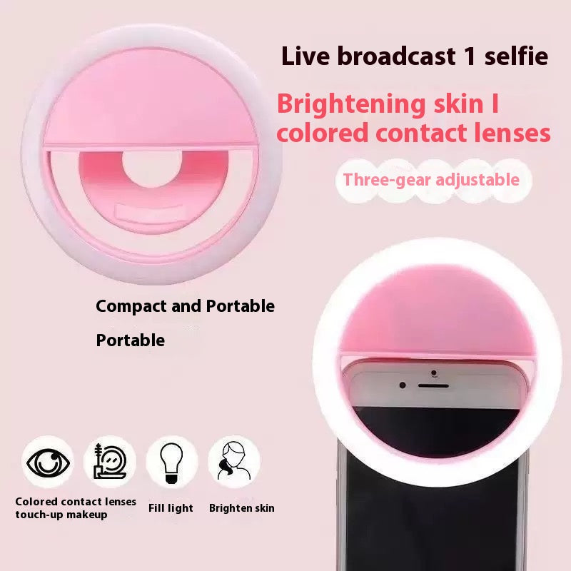 LED Ring Light 85mm - Universal & Adjustable - Selfie Ring Light for Phone - Selfie Ring Light for Streaming - Makeup Lamp Round Light - Portable Ring Light - Cheap Studio Lamp