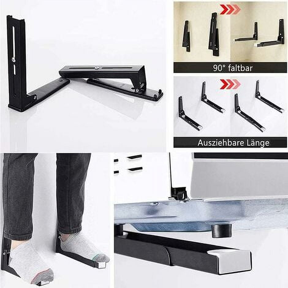 Microwave Stand with Arm, Steel Microwave Stand, Wall Mounted Microwave Stand, Wall Mount Shelf for Microwave (2 Pieces)
