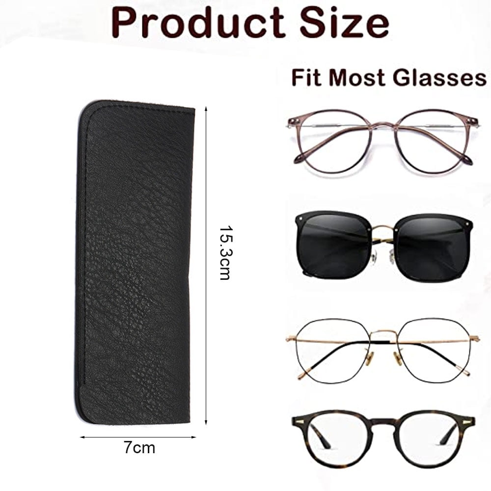3 Pack Reading Glasses Pouch, Soft Eyeglasses Bag Portable Cloth Eyewear Case, Blue+black+brown, 15.3 * 7cm