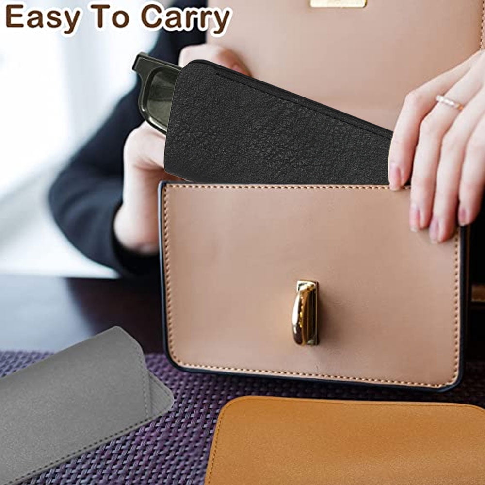 3 Pack Reading Glasses Pouch, Soft Eyeglasses Bag Portable Cloth Eyewear Case, Blue+black+brown, 15.3 * 7cm