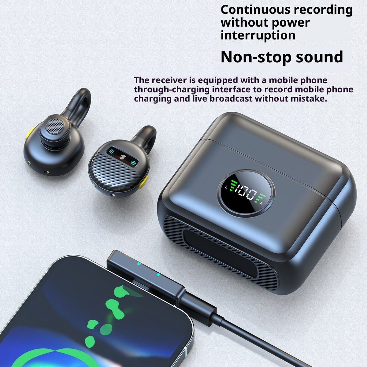 Wireless Lavalier Microphone Mini Clip On Mic with Charging Case, Battery, Noise Canceling Lapel Microphone for Video Recording Vlogging