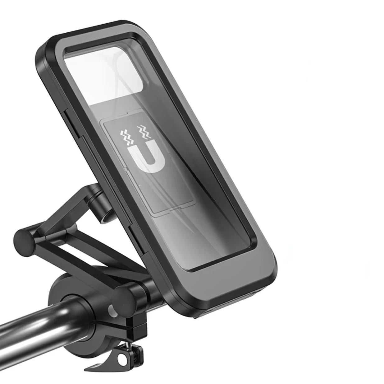 Phone Mount with Waterproof Protector, 360 Degree Adjustable Holder, Compatible with 7inch Roll Bar， Cell Phone