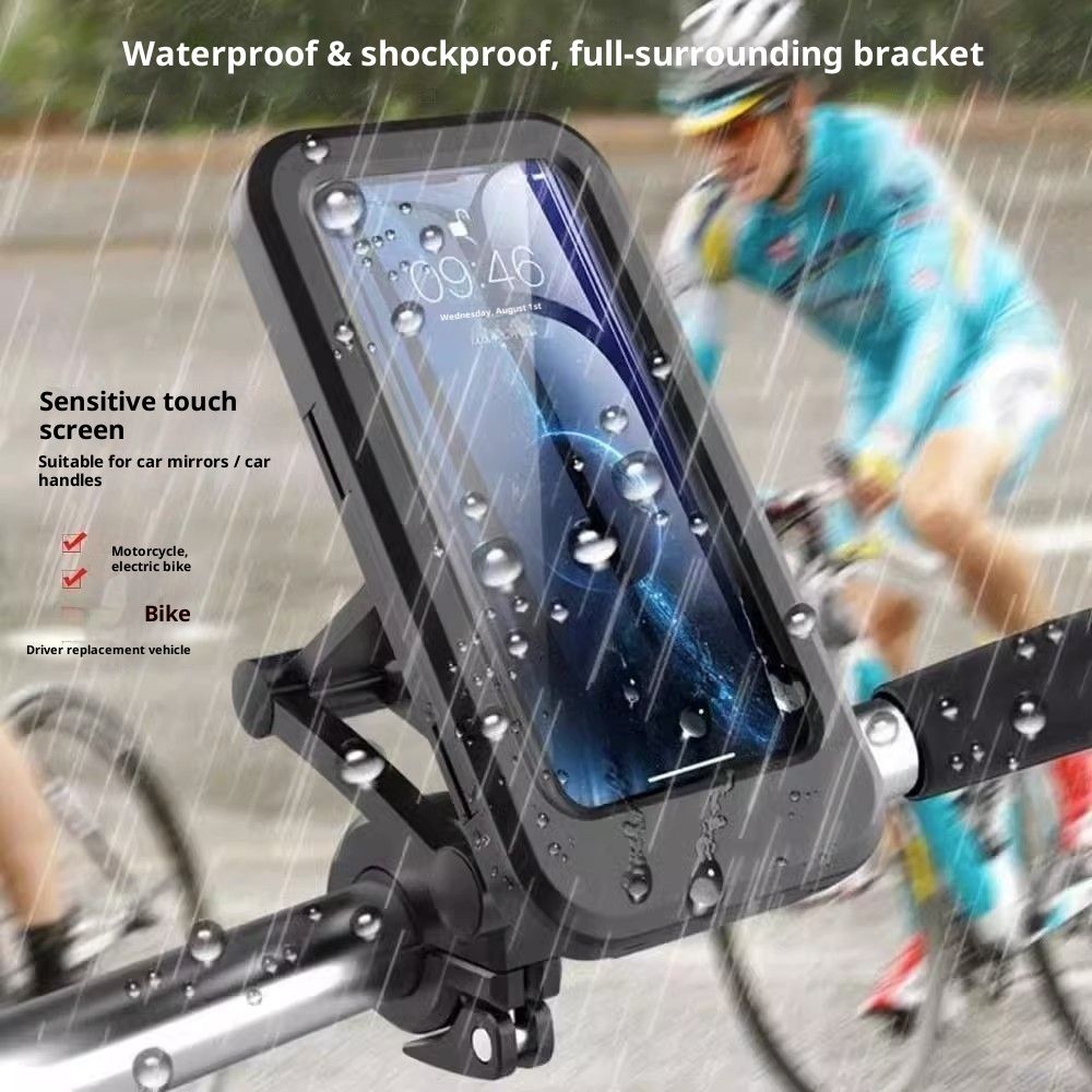 Phone Mount with Waterproof Protector, 360 Degree Adjustable Holder, Compatible with 7inch Roll Bar， Cell Phone