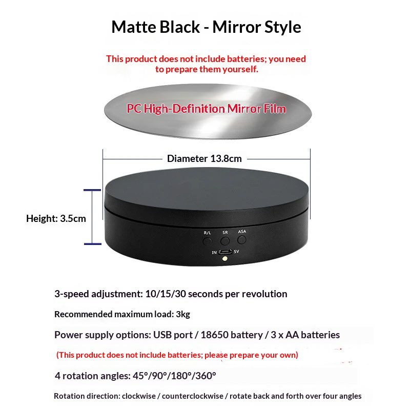 Motorized Rotating Display Stand, 360 Degree Electric Rotating Turntable for Photography Products, Jewelry, 3D Model , White