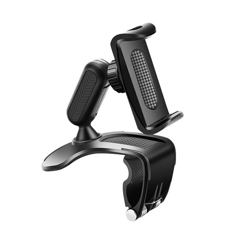 1 PC Car Dashboard Cell Phone Holder,Rotation Dashboard Phone Holder, Multifunctional Sun Visor Rearview Mirror Navigation Mount, Compatible with 4-7 Inch Smartphones (Black)