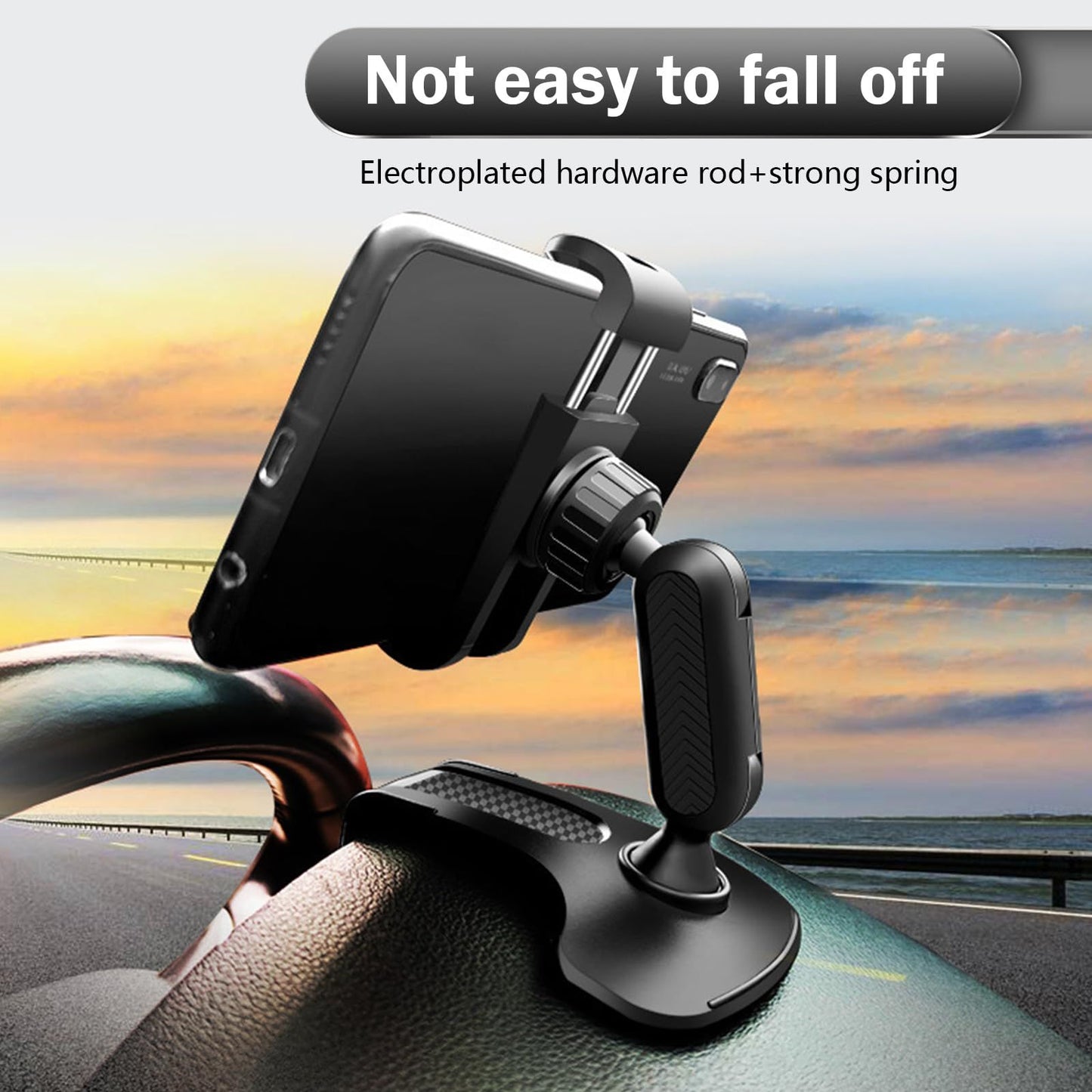 1 PC Car Dashboard Cell Phone Holder,Rotation Dashboard Phone Holder, Multifunctional Sun Visor Rearview Mirror Navigation Mount, Compatible with 4-7 Inch Smartphones (Black)