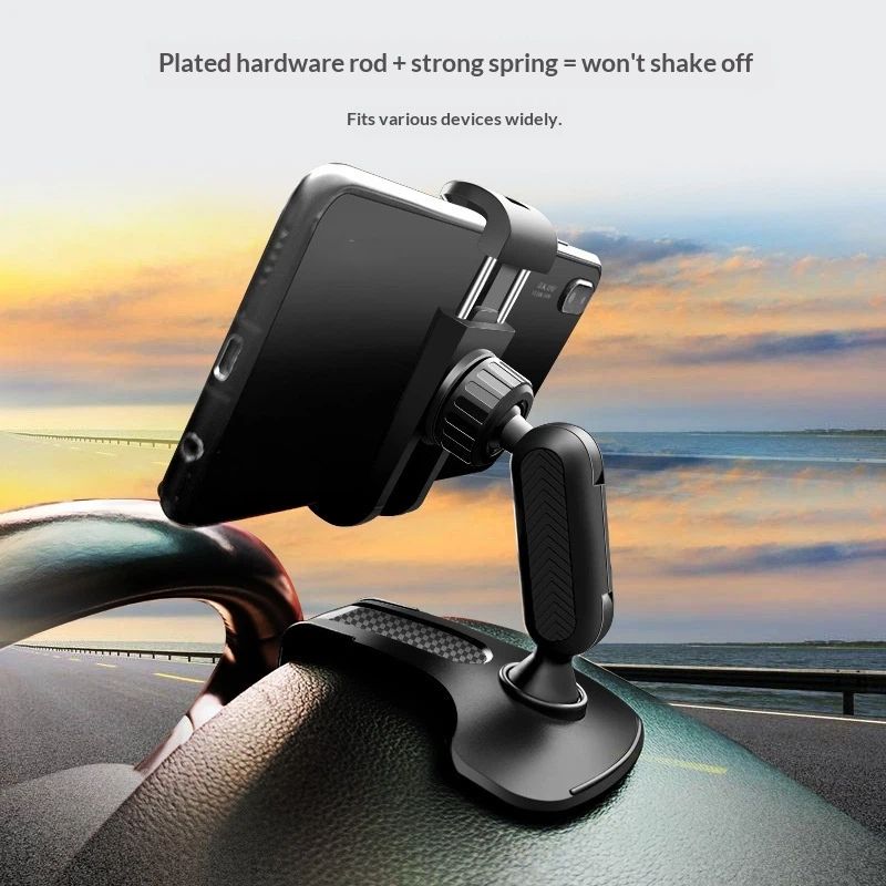 1 PC Car Dashboard Cell Phone Holder,Rotation Dashboard Phone Holder, Multifunctional Sun Visor Rearview Mirror Navigation Mount, Compatible with 4-7 Inch Smartphones (Black)
