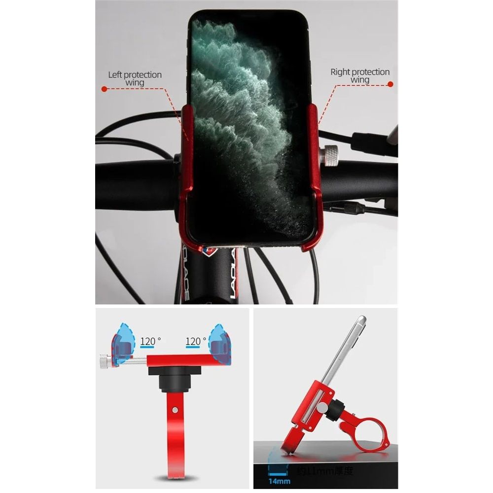 P30 aluminum alloy Bike Phone Holder for 3.5" to 7.5" Device Bicycle Phone Stand Scooter Moto Mount Support Handlebar Clips
