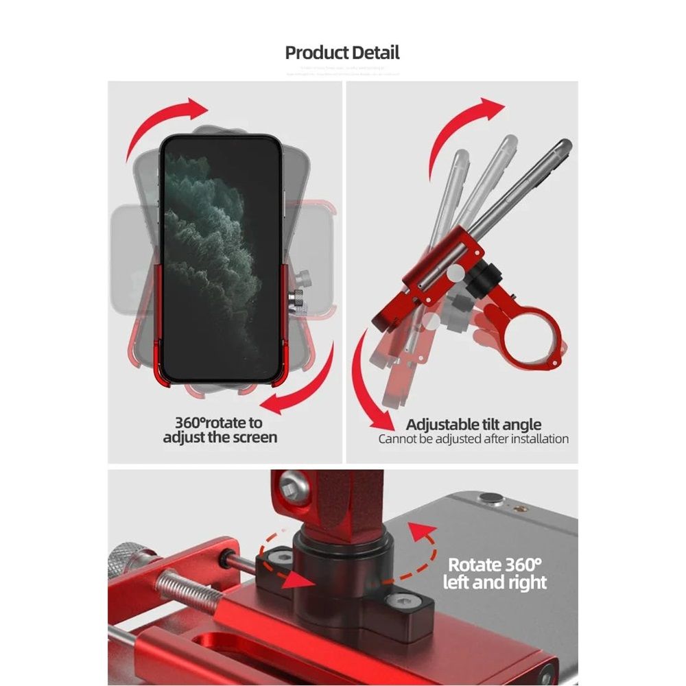 P30 aluminum alloy Bike Phone Holder for 3.5" to 7.5" Device Bicycle Phone Stand Scooter Moto Mount Support Handlebar Clips