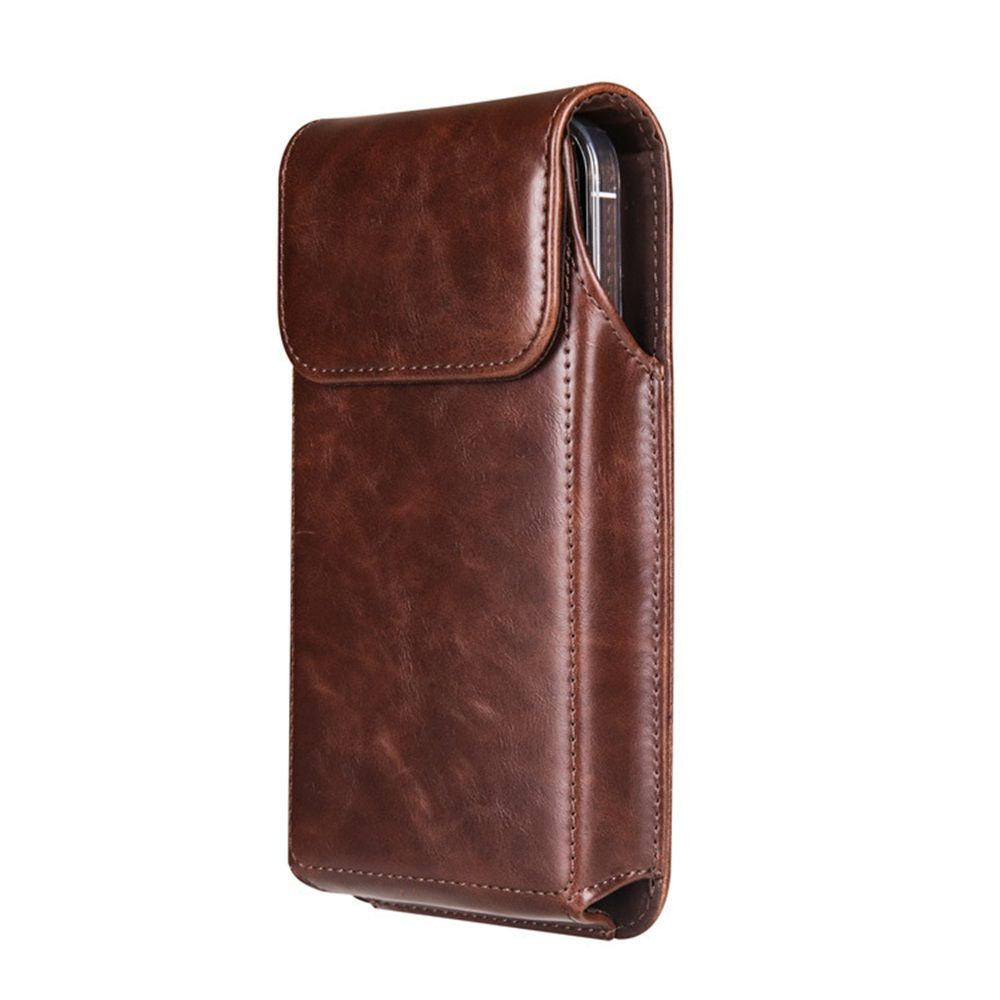 Leather Belt Clip Phone Case Men Waist Bag Holder Holster Pouch Mobile Phone Waist Bag for Mens(Coffee)
