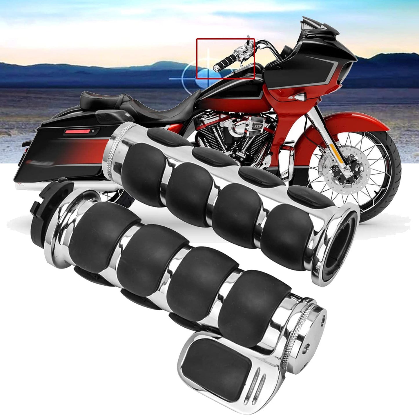2.5cm Motorcycle Handlebar Hand Grips w/Throttle Compatible Street Bike Dirt Bike Cruiser and Chopper (Sliver Flat Angle)