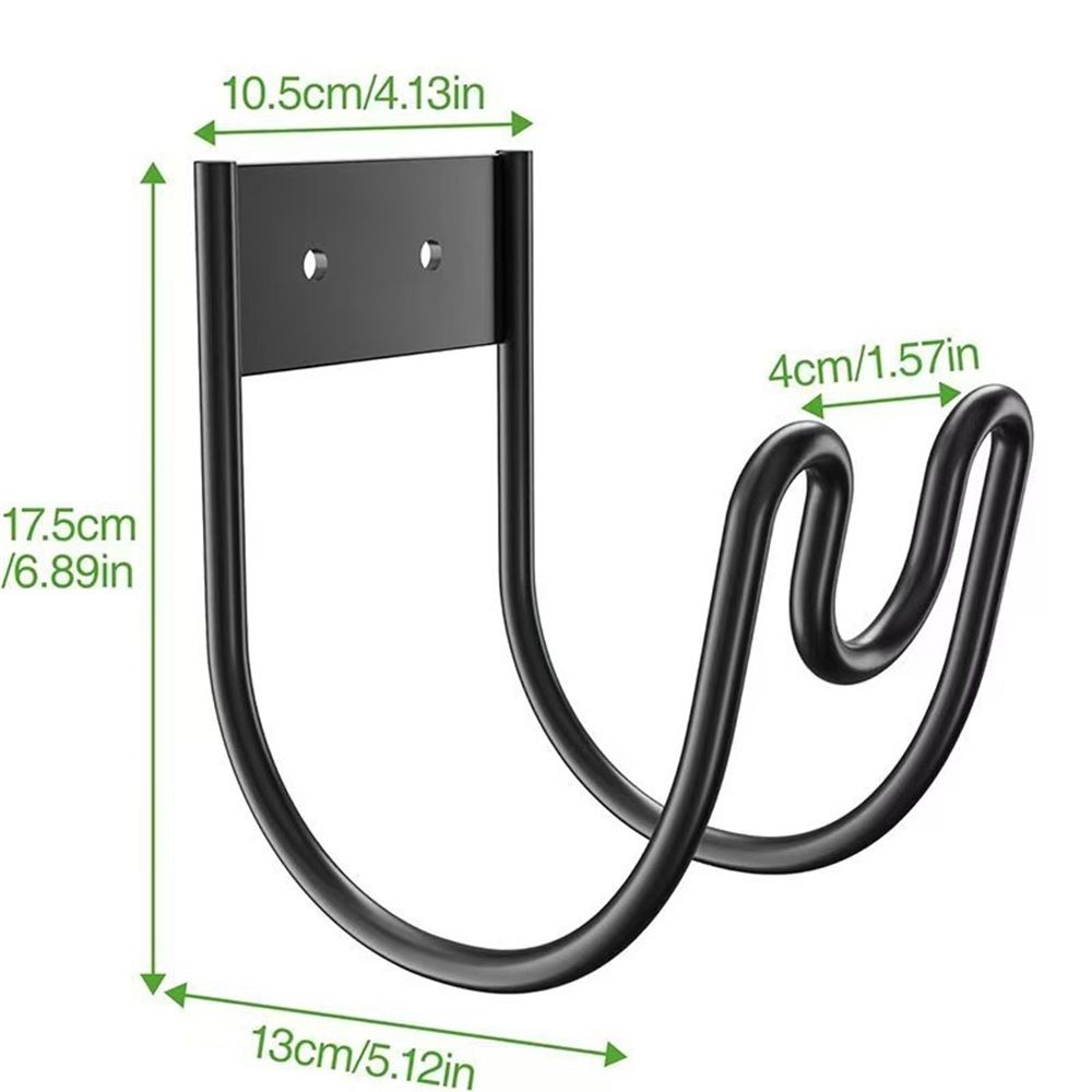 Black Metal Garden Hose Holder - Wall Mounted Water Hose Holder - Hose Hanger Heavy Duty for Water Hose Extension Cords Vacuum Hose (1 Pack)