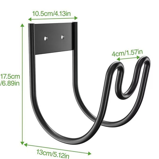 Black Metal Garden Hose Holder - Wall Mounted Water Hose Holder - Hose Hanger Heavy Duty for Water Hose Extension Cords Vacuum Hose (1 Pack)