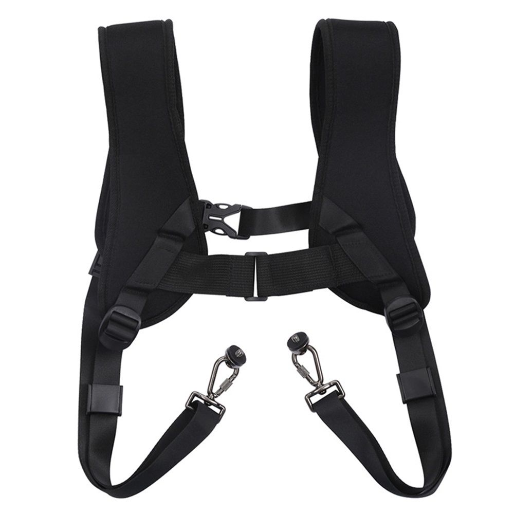 Dual Camera Shoulder Harness Quick Release Double Camera Tether Strap Soft Pad Decompression Strap Belt With 1/4 inch Screw for DSLR SLR Cameras