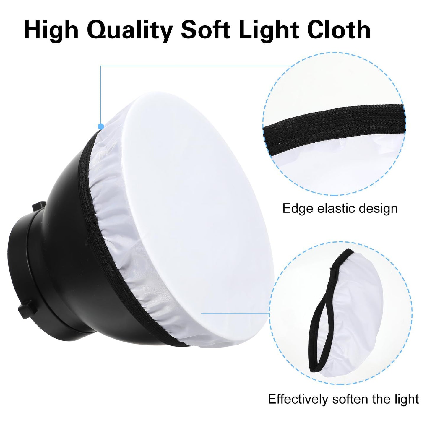 10Pack 7 inches/180mm Soft White Diffuser Sock, Softens The Light Output, Perfect for Studio Strobe Reflector, Portrait, Product Photography and Video Shooting