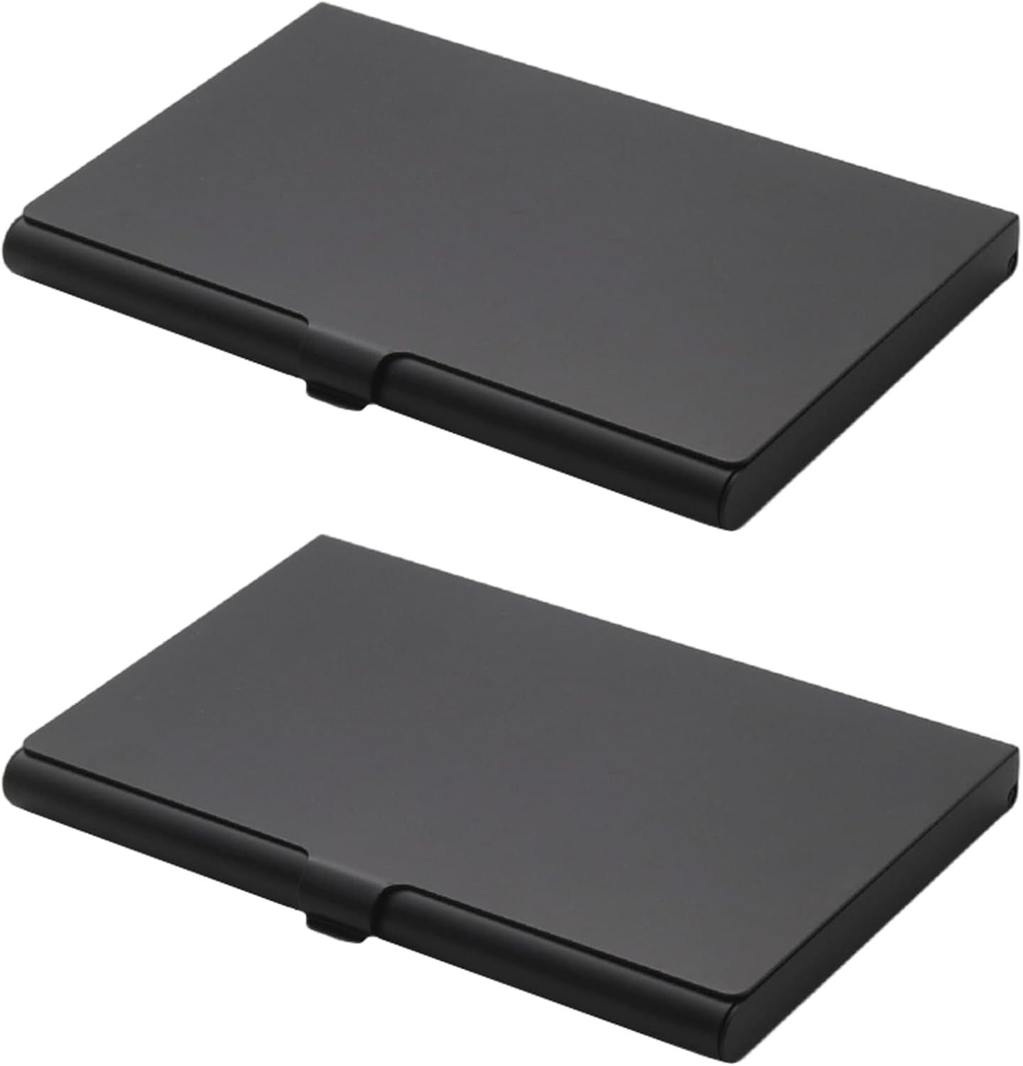 2pcs  Business Card Holder, Aluminum Alloy Flip Cover Slim Name Cards Case for Women Men, Black