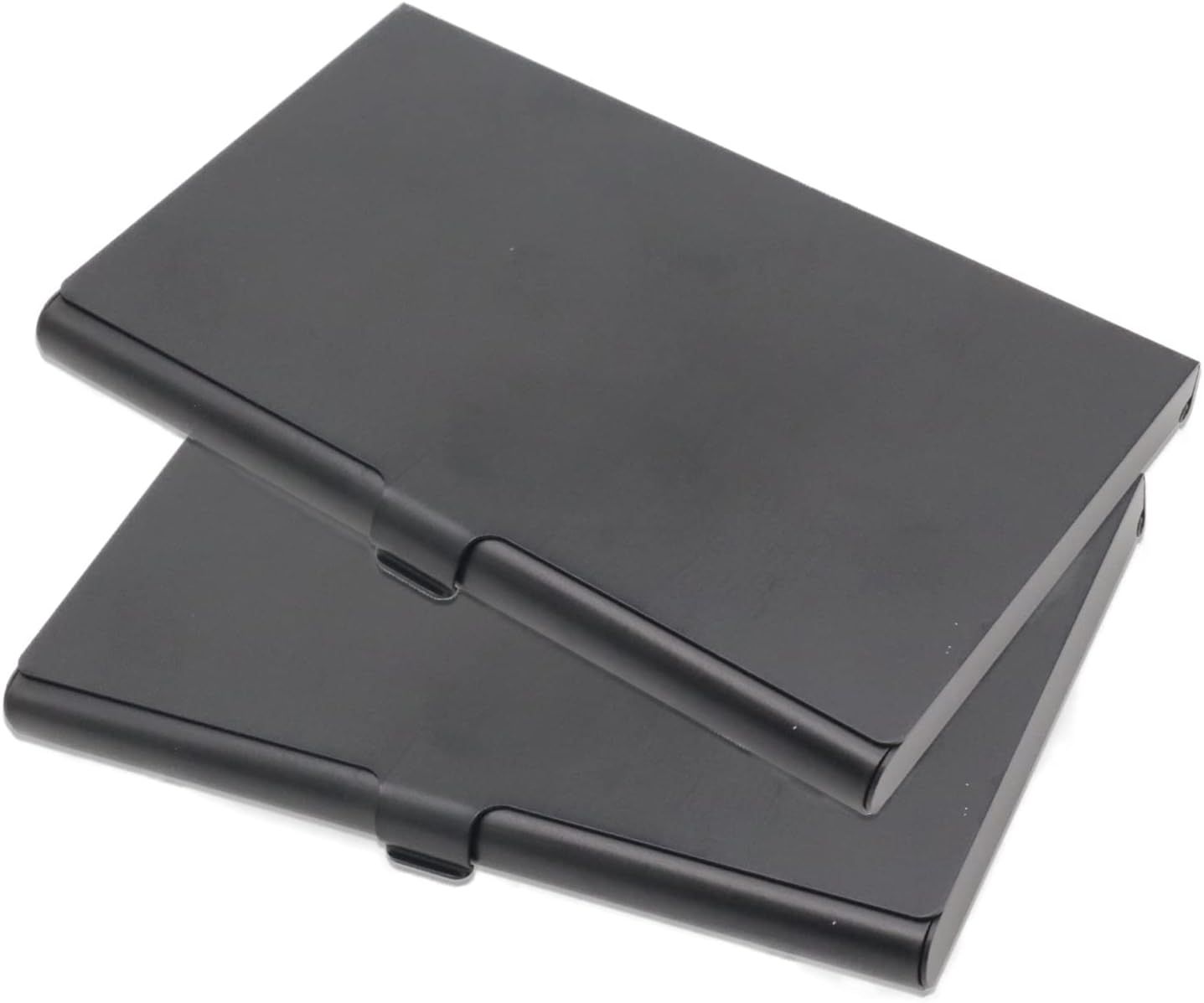 2pcs  Business Card Holder, Aluminum Alloy Flip Cover Slim Name Cards Case for Women Men, Black
