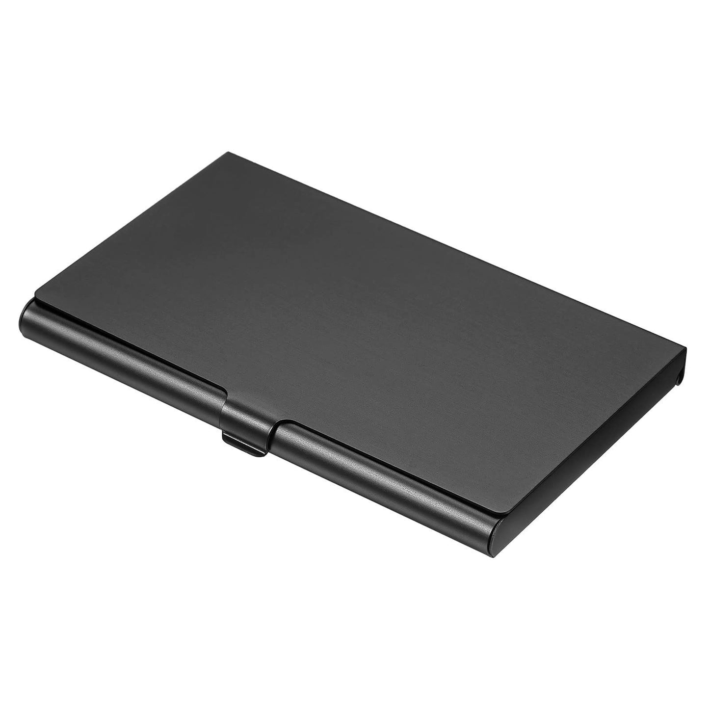 2pcs  Business Card Holder, Aluminum Alloy Flip Cover Slim Name Cards Case for Women Men, Black
