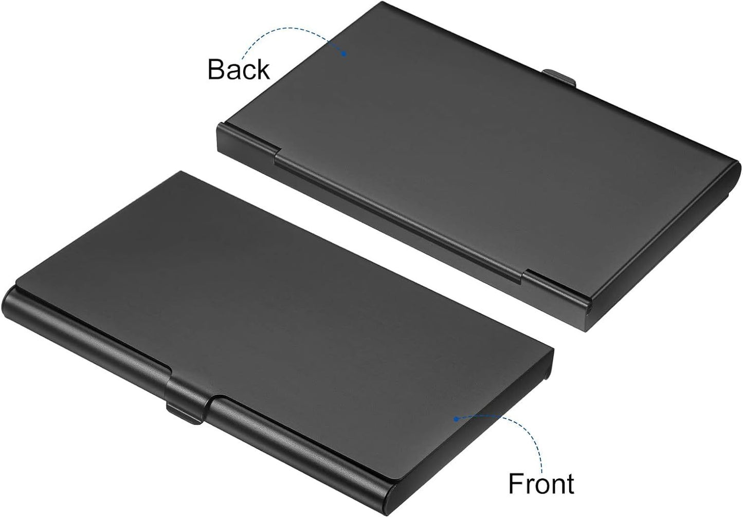 2pcs  Business Card Holder, Aluminum Alloy Flip Cover Slim Name Cards Case for Women Men, Black
