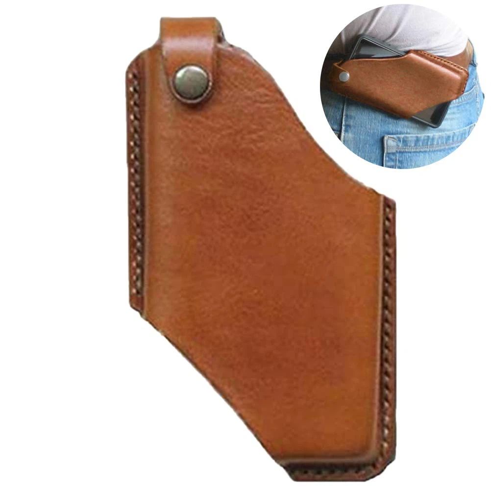 Mobile Phone Belt Pouch, Vintage PU Leather Phone Holster for Walking ， phone protective case(Brown 15*8.5cm)