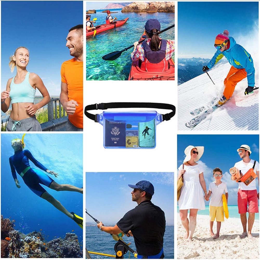Waterproof Pouch with Waist Strap (2 Pack) | Beach Accessories Best Way to Keep Your Phone and Valuables Safe and Dry | Perfect for Boating Swimming Snorkeling Kayaking Beach Pool（white,Only bags）
