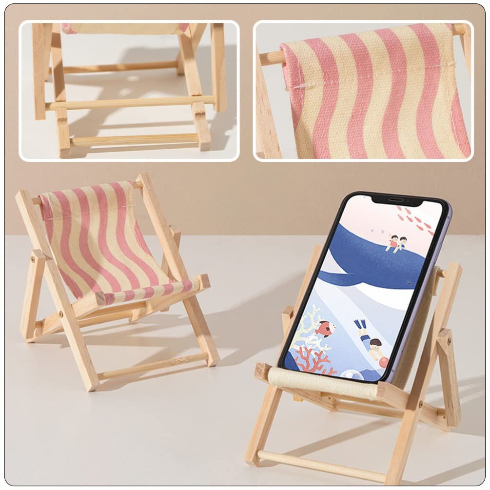 3 pack Cell Phone Holder Wood and Chair Desk Stand Display Business Card Holders Bracket Charging Dock Mini Folding Chair Phone Holder for Smartphone Mobile Phone
