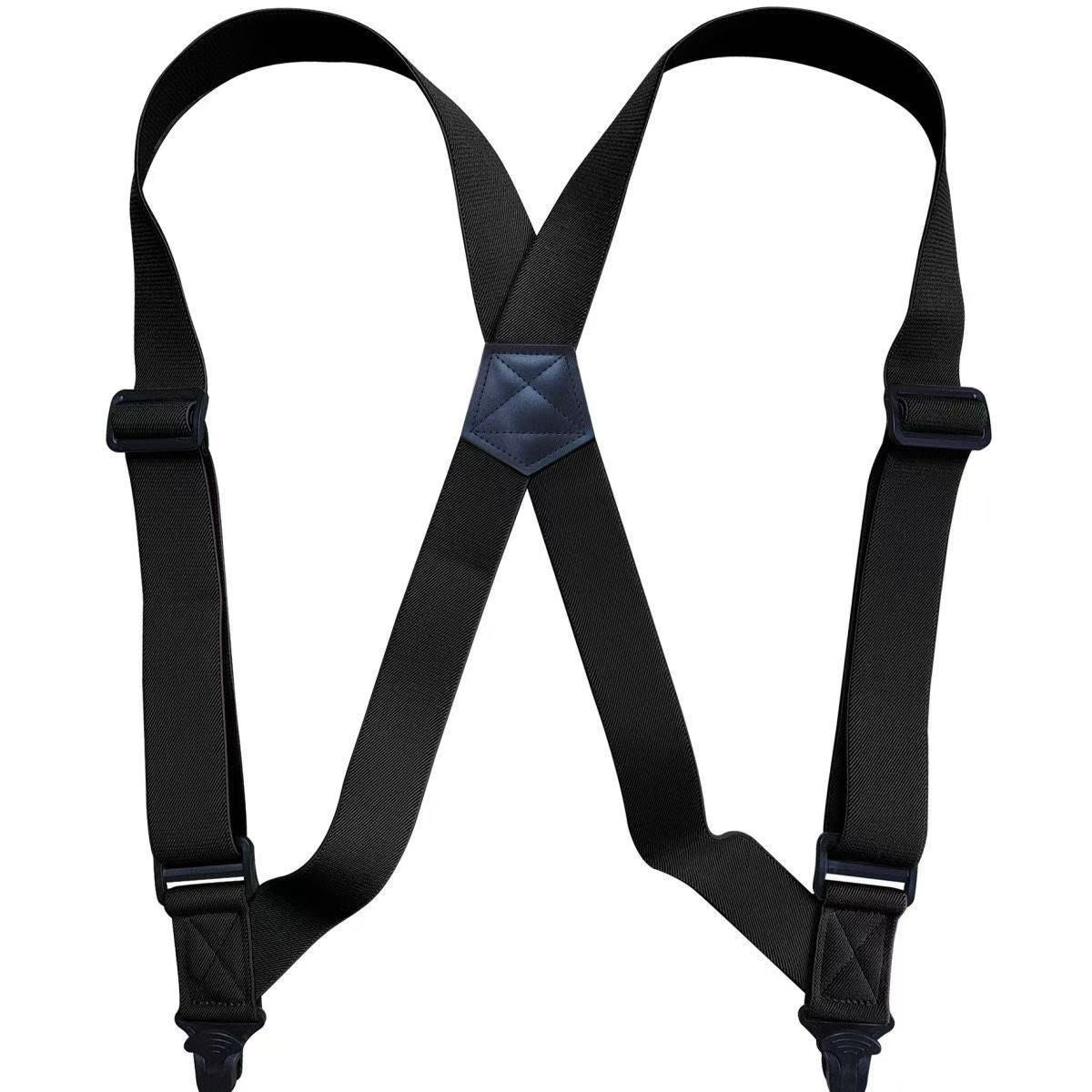 Men's Elastic Side Plastic Clip Compliant Suspenders, Wide Side Clip Adjustable Airport Friendly With Plastic Clip