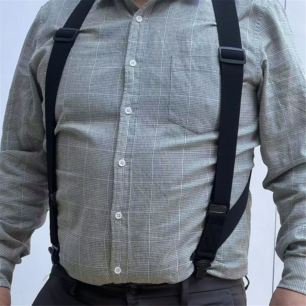 Men's Elastic Side Plastic Clip Compliant Suspenders, Wide Side Clip Adjustable Airport Friendly With Plastic Clip