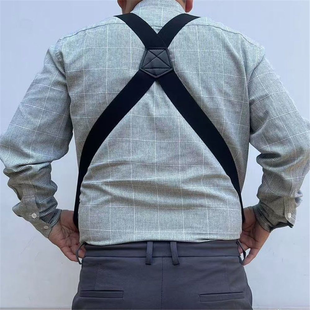 Men's Elastic Side Plastic Clip Compliant Suspenders, Wide Side Clip Adjustable Airport Friendly With Plastic Clip