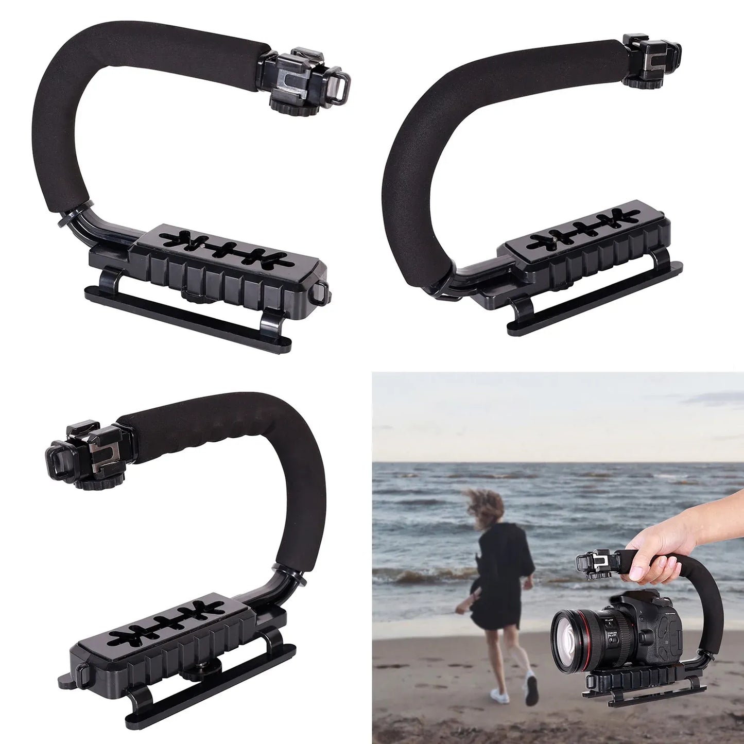 Handheld Camera Stabilizer U Grip, Lightweight Anti Skid Video Photo Grip With Cold Shoe Mount