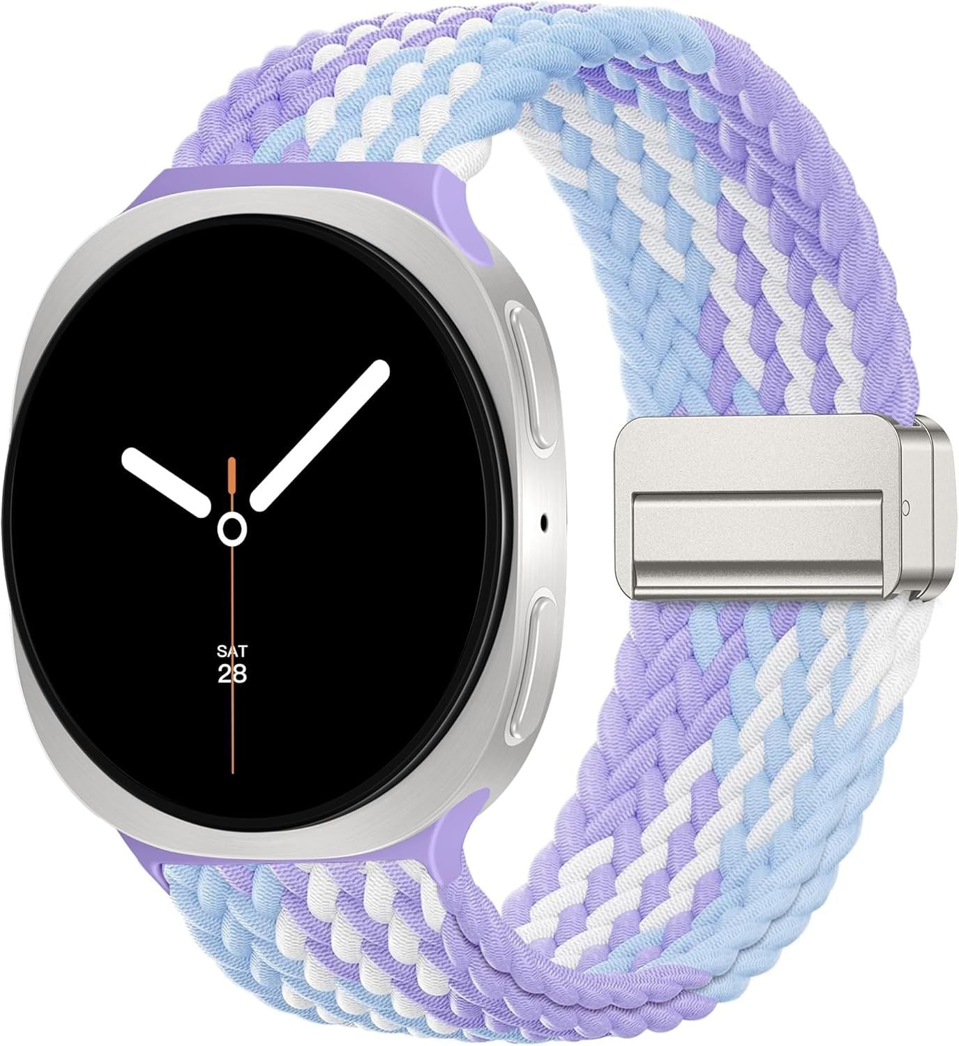 Magnetic Braided Band Compatible with Samsung Galaxy Watch 8 Band 40mm 44mm/Galaxy Watch 8 Classic 46mm Women Men, Stretchy Nylon Fabric Sport Strap No Gap Soft Comfort Wristband Accessories