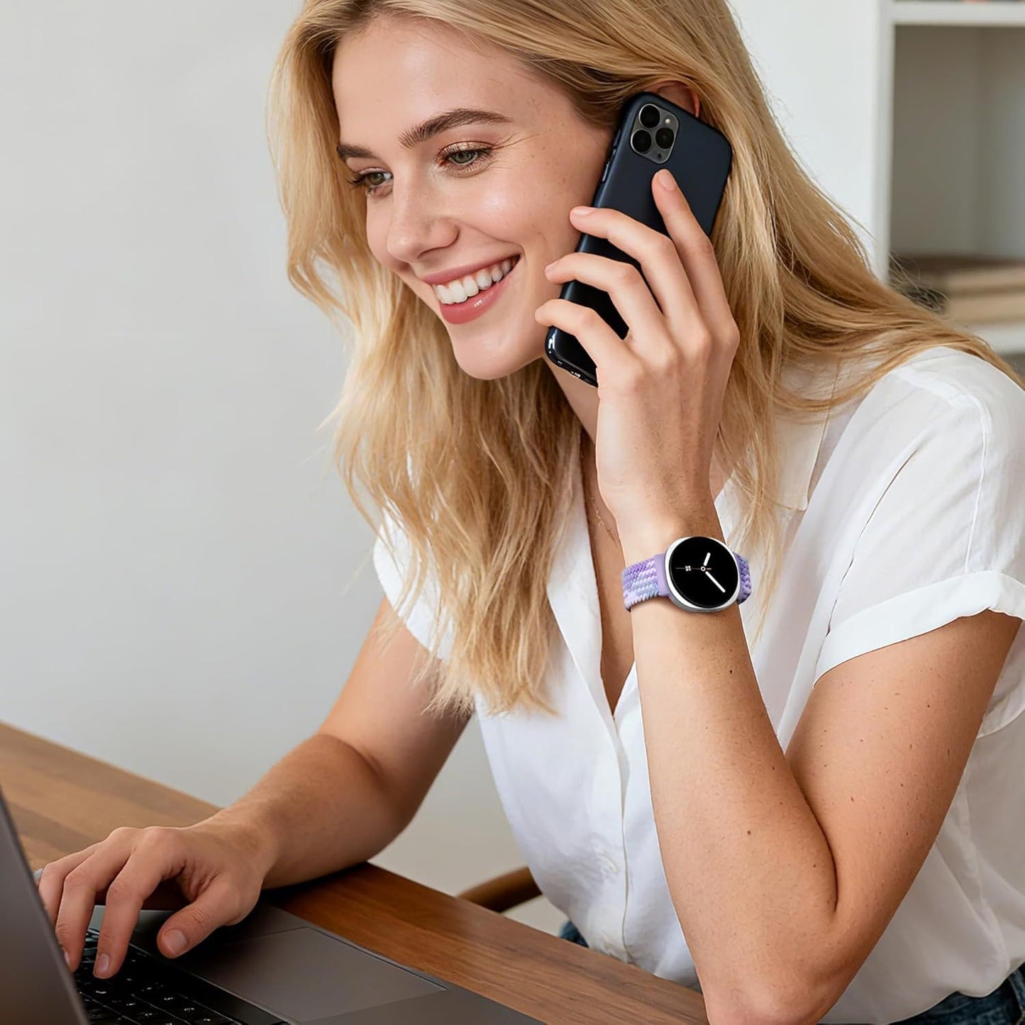Magnetic Braided Band Compatible with Samsung Galaxy Watch 8 Band 40mm 44mm/Galaxy Watch 8 Classic 46mm Women Men, Stretchy Nylon Fabric Sport Strap No Gap Soft Comfort Wristband Accessories