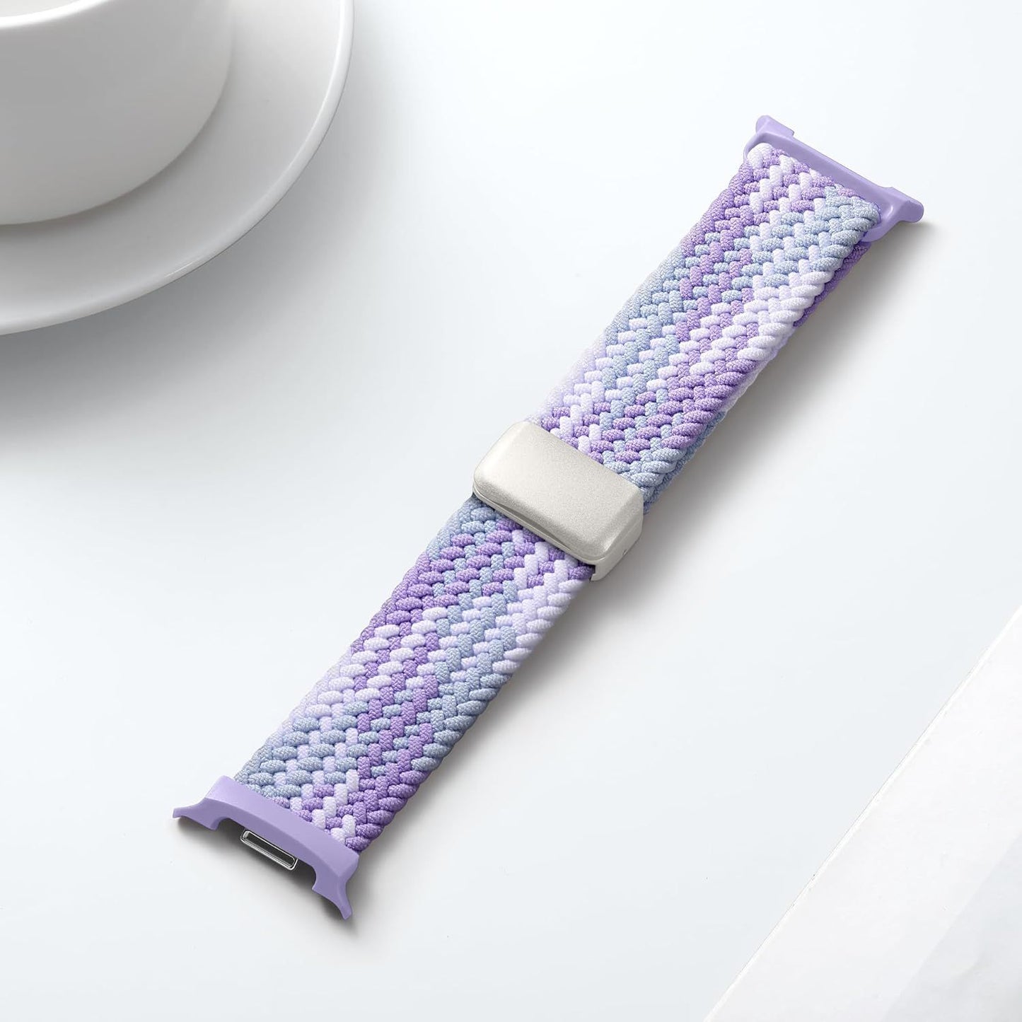 Magnetic Braided Band Compatible with Samsung Galaxy Watch 8 Band 40mm 44mm/Galaxy Watch 8 Classic 46mm Women Men, Stretchy Nylon Fabric Sport Strap No Gap Soft Comfort Wristband Accessories